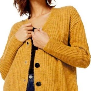 Topshop Yellow Sweater Button Front Knit Cardigan XS